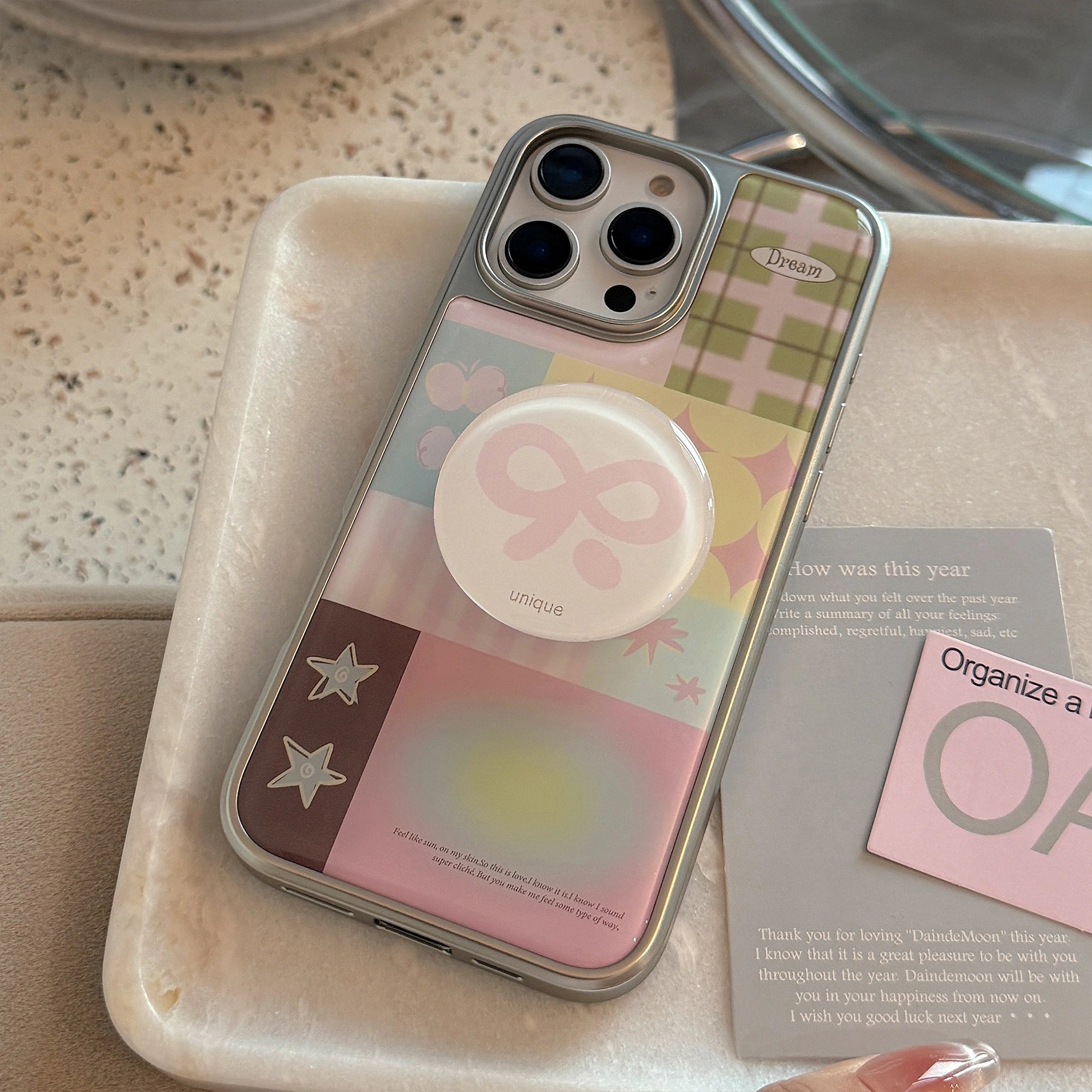 Pink Butterfly Grid - iPhone Case